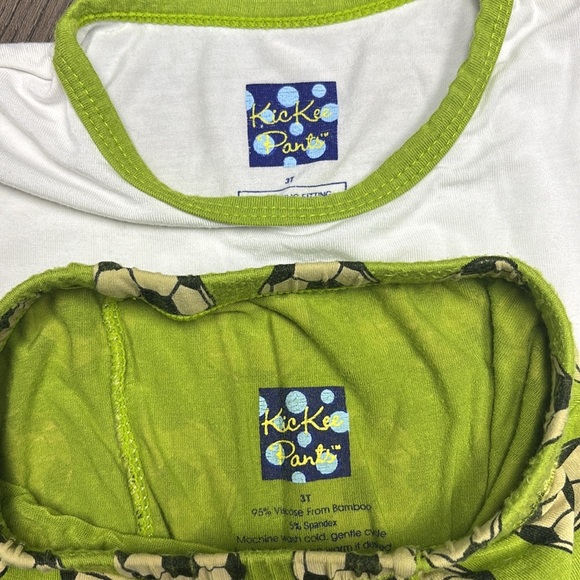 Kickee Pants green&white 3T “Goal” Soccer themed SSS and shorts. Soooft! - Picture 2 of 6